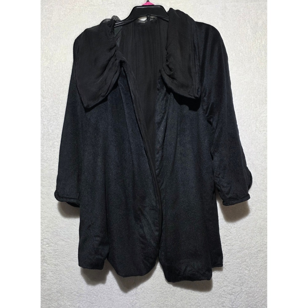 Emanuel Ungaro Paris Black Open Front Draped Jacket Oversized Collar EU 38 US 6